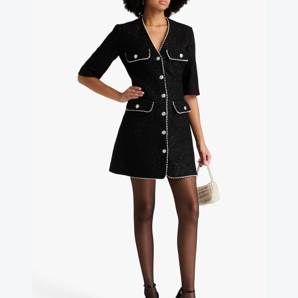 Maje Black Tweed Metallic Mini Dress